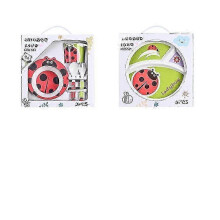 (Five.piece.set.with.box, Beetle.Gift.Box) Creative New Bamboo Fiber Kids Dinnerware Set Five Piece Set Kindergarten Baby