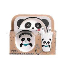 (Five.piece.set.with.box, panda) Creative New Bamboo Fiber Kids Dinnerware Set Five Piece Set Kindergarten Baby
