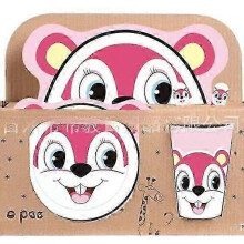 (Five.piece.set.with.box, Rabbit.ears) Creative New Bamboo Fiber Kids Dinnerware Set Five Piece Set Kindergarten Baby