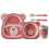 (Five.piece.set.with.box, Pink.bear.with.ears) Creative New Bamboo Fiber Kids Dinnerware Set Five Piece Set Kindergarten Baby 1