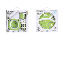 (Five.piece.set.with.box, Frog.Gift.Box) Creative New Bamboo Fiber Kids Dinnerware Set Five Piece Set Kindergarten Baby