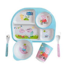 (Five.piece.set.with.box, Rectangle.Page) Creative New Bamboo Fiber Kids Dinnerware Set Five Piece Set Kindergarten Baby