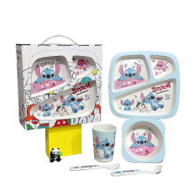 (Five.piece.set.with.box, Stitch.Gift.Box) Creative New Bamboo Fiber Kids Dinnerware Set Five Piece Set Kindergarten Baby