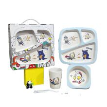 (Five.piece.set.with.box, Superman.Gift.Box) Creative New Bamboo Fiber Kids Dinnerware Set Five Piece Set Kindergarten Baby