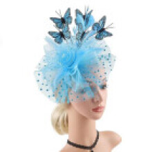 (Light Blue)Handmade Butterfly Bow Hair Accessory Feathers Romantic Photography Occasions