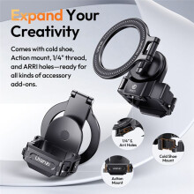 Ulanzi PM01 Pocket 3 for Expansion Bracket for Pocket 3 Stand with Magnetic Ring Double Cold Shoe Mount 1/4 Holes