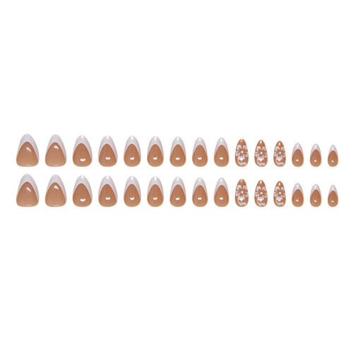 French Tip Fake Nails - Natural Edge, Stage Wear 2