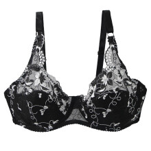 (XXL, Black) Women's Lace With Steel Ring Solid Color Sexy Double Breasted Push Up Bra