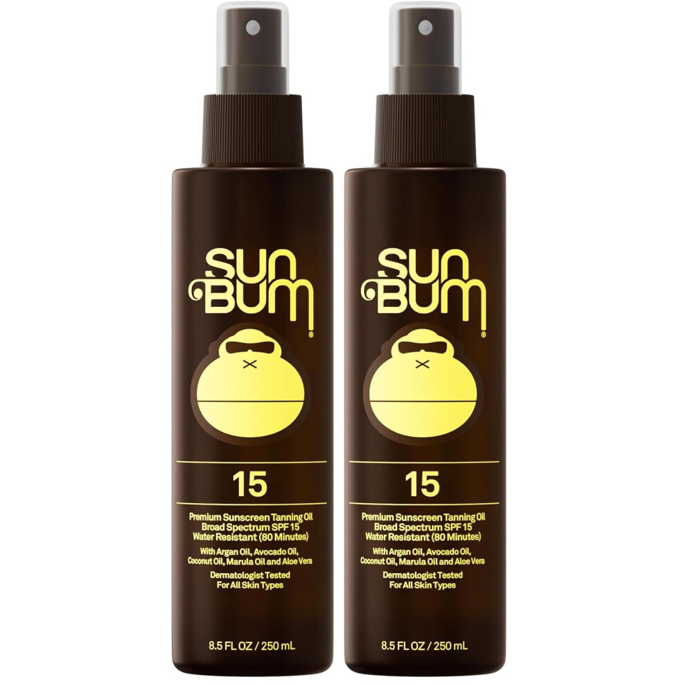 Sun Bum Spf 15 Moisturizing Tanning Oil - Vegan And Hawaii 104 Act Compliant - Broad Spectrum Moisturizing - Uva/Uvb Protection - 8.5 Oz (Pack Of 2)
