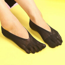 (Black) 6 Pairs Toe Socks No Show Cotton Low Cut Five Finger Socks Athletic for Women