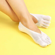 (White) 6 Pairs Toe Socks No Show Cotton Low Cut Five Finger Socks Athletic for Women