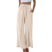 Damenhose mit hohem, weitem Bein und Taschen,-Aprikose S