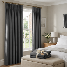 (46x54in (116x137cm), Dark Grey) Pencil Pleat Thermal Insulated Blackout Curtains - Ready Made Light Blocking Livingroom Bedroom Drapes