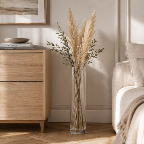 (65cm, Wide Cylinder) Tall Glass Flower Vase Display 1