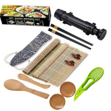 (Black) Sushi Making Kit, 13 in 1 Sushi Bazooka Roller Kit with Bamboo Mat, Bazooka Roller