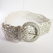 Geflochtener Damengürtel Glitzernd 115 cm mit Pailletten Silber — geflochtener gürtel damen, gürtel silber pailletten