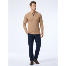 T-shirt Henley Homme Gaufre Manches Longues Décontracté Confortable Beige XXL — gilet boutonné, t-shirt texturé