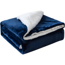 JOTOM Kuscheliger Decke Fluffy Soft Plaid Geschenk Navy 130x160 cm — doppeldecke decke, fleece decke, sherpa decke