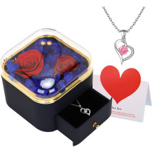 Rose éternelle avec collier Cadeau romantique pour une fille Cadeau plein d'émotion — cadeau femme, bijoux argent