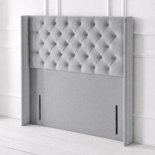 (Super King 6ft, Grey) 54In Double Chesterfield Winged Panel Floor Standing Headboards for Ottoman Divan Beds All UK Sizes