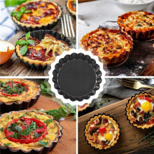 Tart Pan, 4 Inch Tart Pans, Non-Stick Removable Loose Bottom Carbon Steel 4in Tart Pan, Easy to Operate and Clean