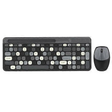 (Black Gray) MOFii 888 2.4G Wireless Keyboard Mouse Set with Tablet Phone Slot