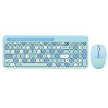(Blue) MOFii 888 2.4G Wireless Keyboard Mouse Set with Tablet Phone Slot