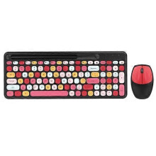 (Black Red) MOFii 888 2.4G Wireless Keyboard Mouse Set with Tablet Phone Slot