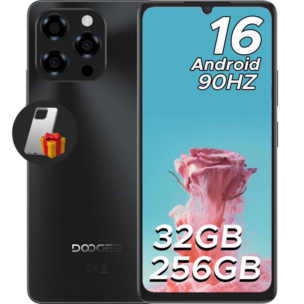 Doogee (Black) Note 58 Pro Mobile Phones, 32(8+24) Gb+256Gb 2Tb Tf, 6250Mah & 6.75" Hd+ 90Hz Display, Newest Android Smartphone