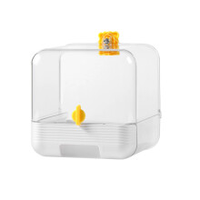 (Moonlight White, parrot bathroom) Bain et Mangeoire 2-en-1 Anti-Eclaboussures