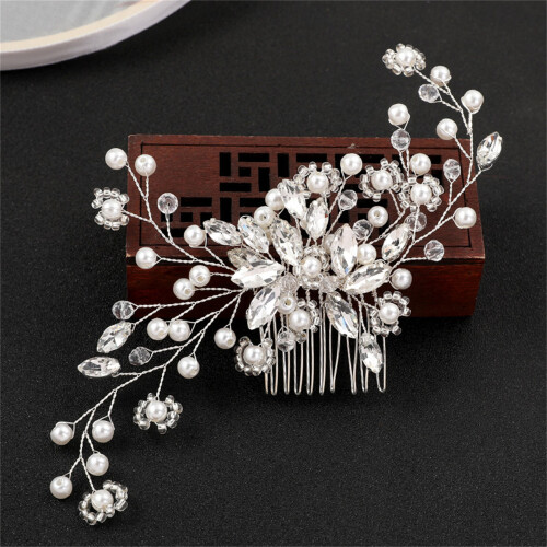 (Silver) Handgemachter Haarreif mit Perlen & Strass