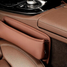 (Brown) Car Organizer, Car Seat Gap Storage, Pu Leather Front Seat Console Pocket, For Mobile Phones Keys Cards Glasses Wallets