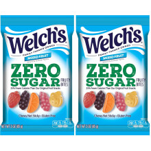 Welch's Zero Sugar Fruity Bites, Mixed Fruit Snack, Gluten Free & Sugar Free Snacks, 3oz Snack (Pack of 2)