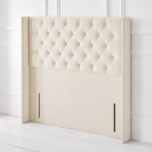 (Super King 6ft, Cream) 54In Double Chesterfield Winged Panel Floor Standing Headboards for Ottoman Divan Beds All UK Sizes