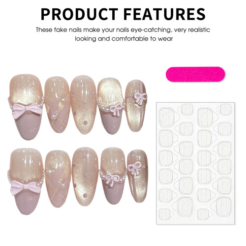 (XS) Kit Ongles Press-On Chat Rose DIY 1