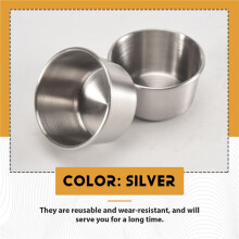 6Pcs 2 Oz Stainless Steel Dipping Sauce Cup, Dip Bowls, Reusable Metal Condiment Cups Ramekins Containers (Silver)