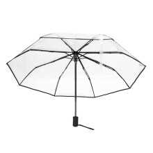 Transparent Paraply Automatiskt Paraply Regn Kvinnor MäN Regn Auto Paraply Kompakt Vikbart VindtäTt Stil Klart Paraply, Transparent + Svart Kant