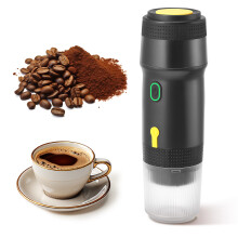 Portable Espresso Machine with Self Heating, 7500mAh Battery Powered Mini Coffee Maker for NS Capsules & Ground Coffee, Camping, Hiking & Car
