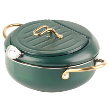 Frying Pot with Thermometer Japanese Stainless Steel Fryer Pan for Induction Cooker Home Kitchen Utensils
