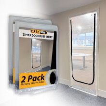 KIRFEE 2 Pack Plastic Door Covers for Interior Doors | Dust Door Sheet with Zip