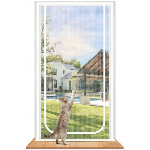 Cat Screen Door, Double-Sided Zipper Reinforced Mesh Screen Door for Introducing