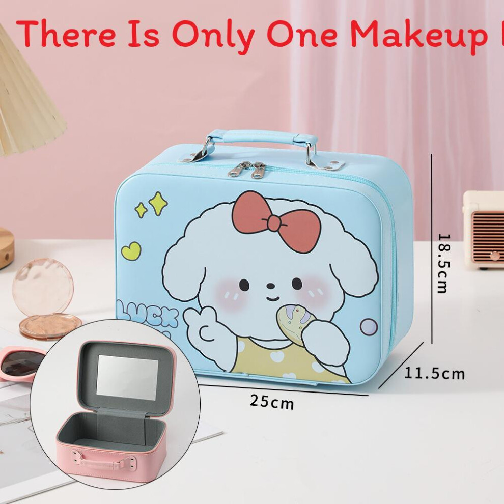 (StyleY) Cosmetic Waterproof Pu Bag With Mirror And Spacious Compartment Womens For Travel