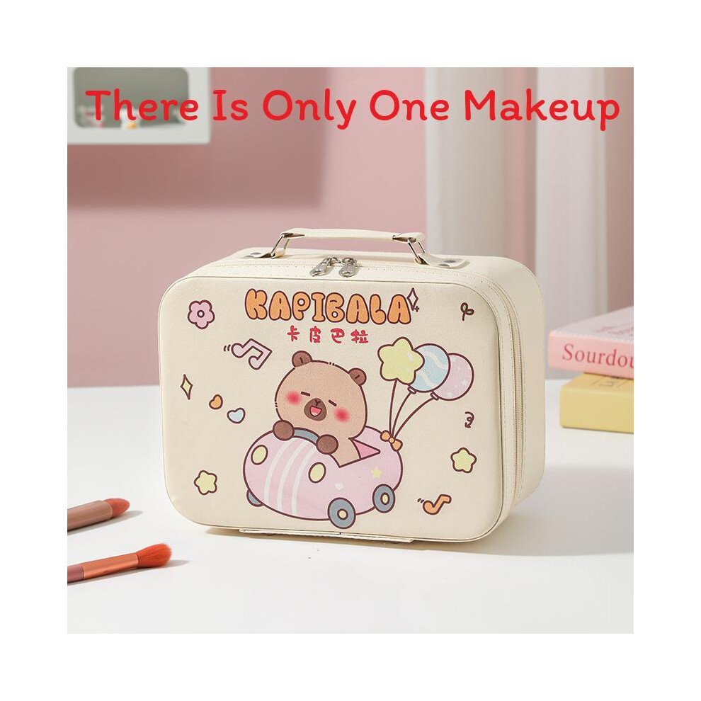 (StyleF) Cosmetic Waterproof Pu Bag With Mirror And Spacious Compartment Womens For Travel