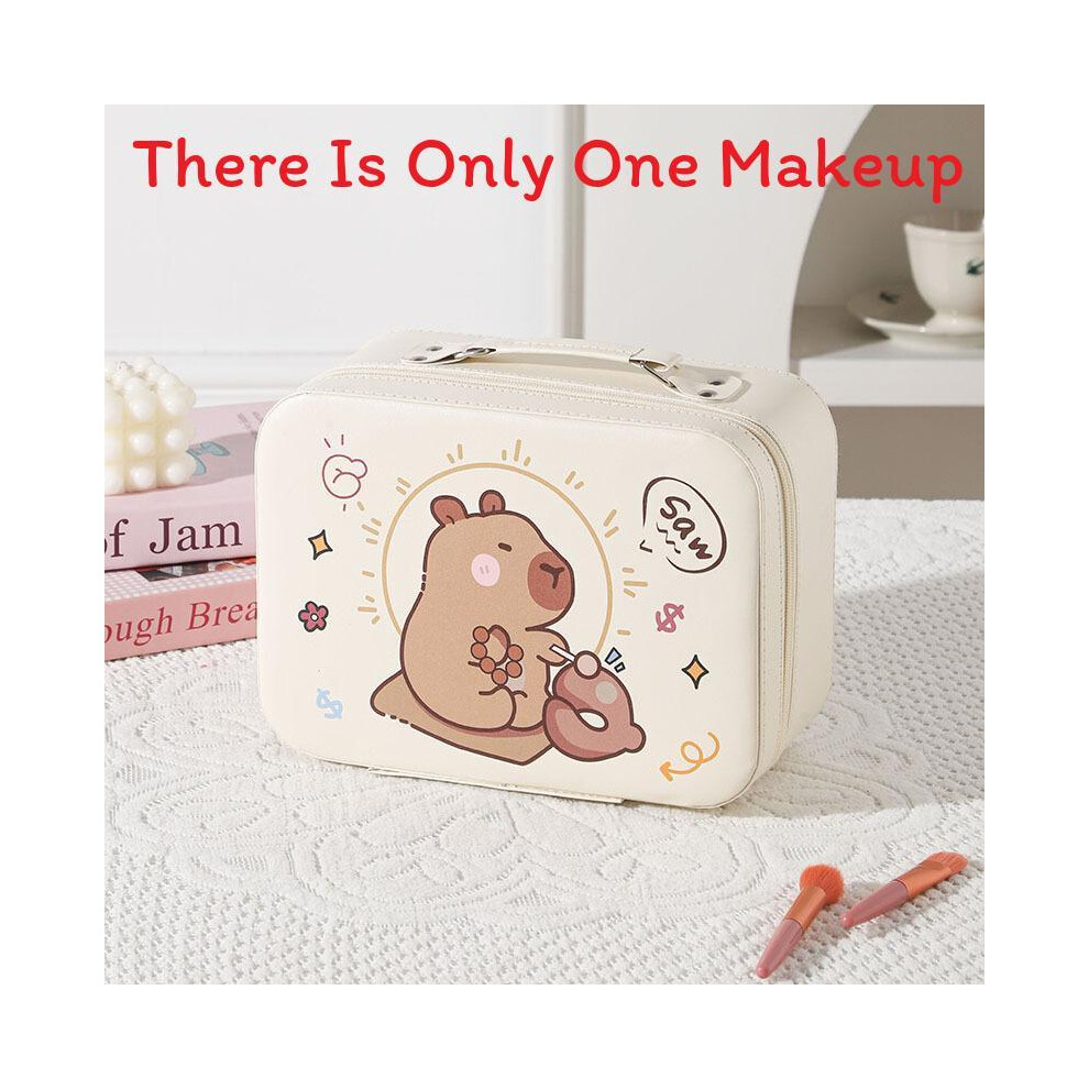 (StyleB) Cosmetic Waterproof Pu Bag With Mirror And Spacious Compartment Womens For Travel