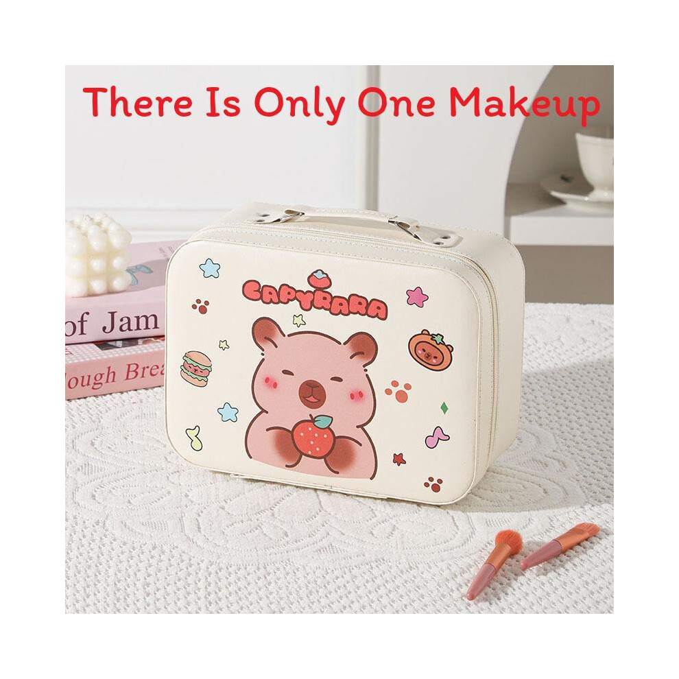(StyleA) Cosmetic Waterproof Pu Bag With Mirror And Spacious Compartment Womens For Travel