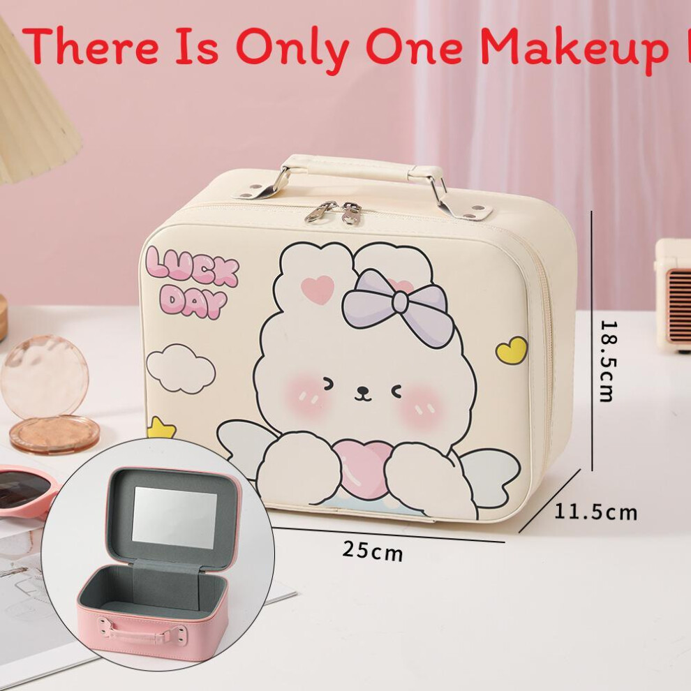 (StyleW) Waterproof Cosmetic Pu Bag With Mirror And Spacious Compartment Travel Womens For