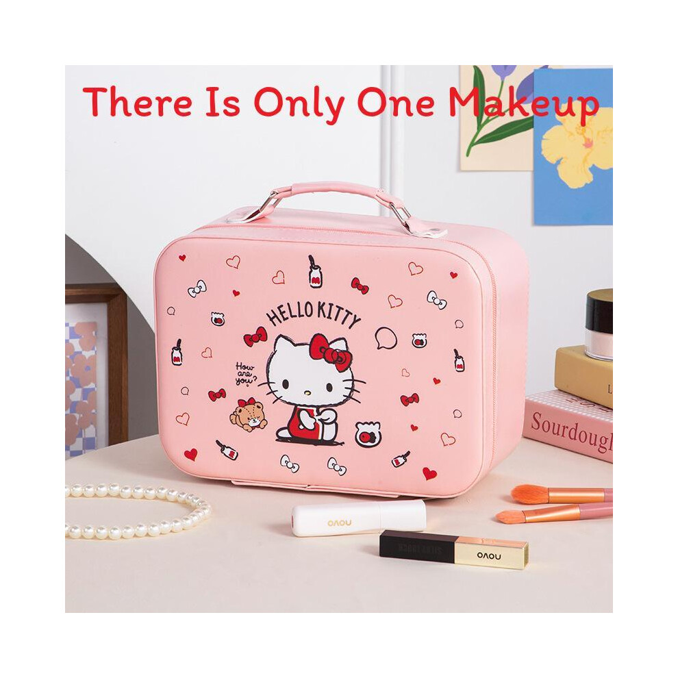 (StyleP) Waterproof Cosmetic Pu Bag With Mirror And Spacious Compartment Travel Womens For