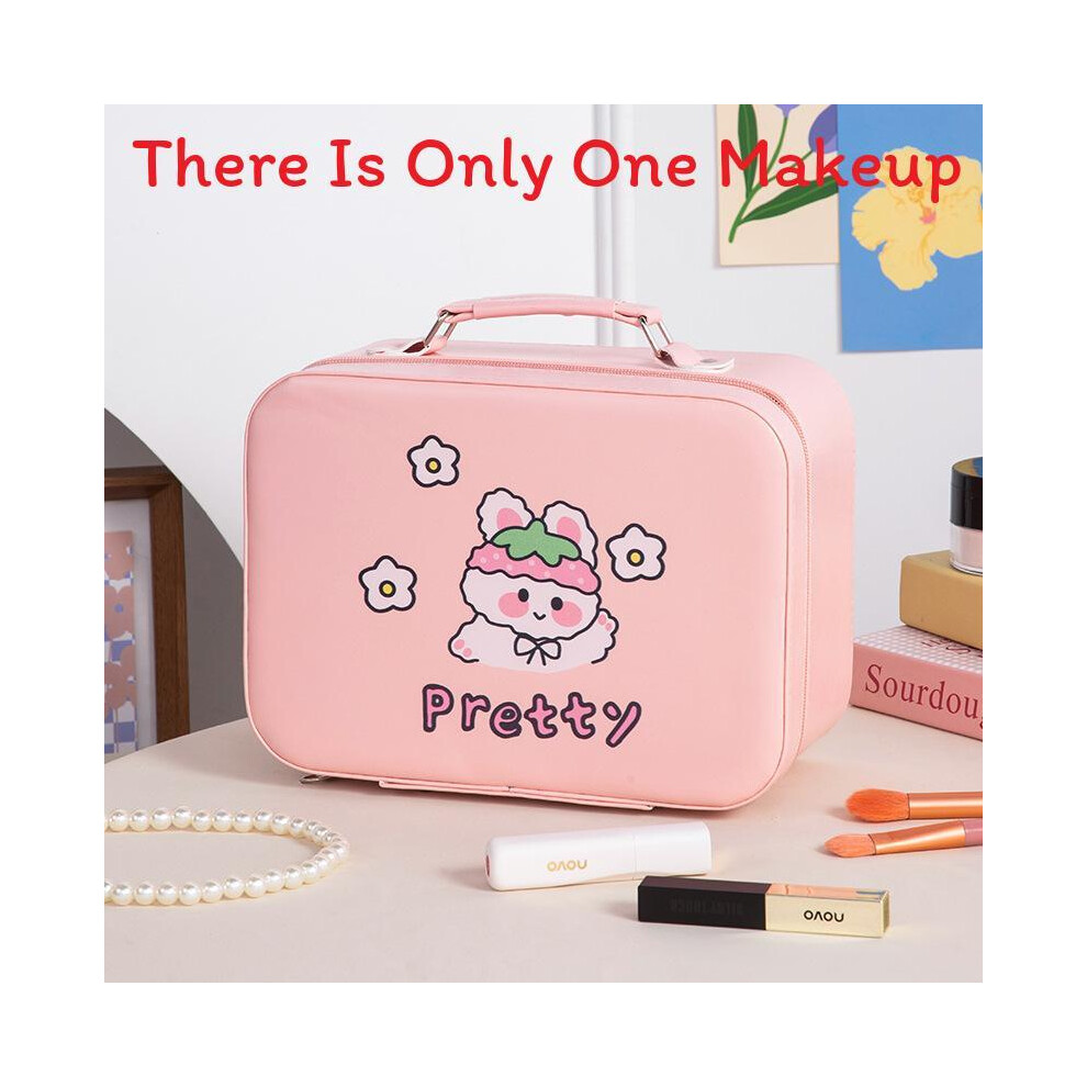 (StyleO) Cosmetic Waterproof Pu Bag With Mirror And Spacious Compartment Womens For Travel