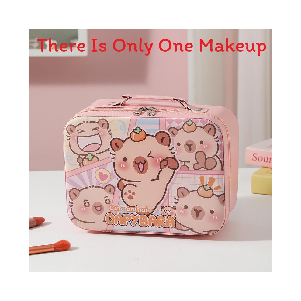 (StyleV) Cosmetic Waterproof Pu Bag With Mirror And Spacious Compartment Womens For Travel