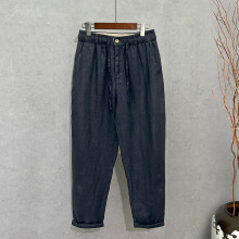 (Navy,3XL)Summer Linen Mens Straight Leg Trousers With Moisture Absorption For Men Adult